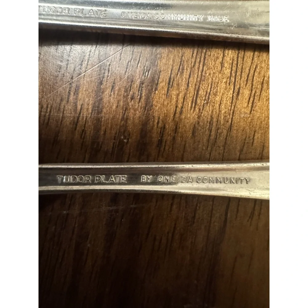 Oneida Community Tudor Plate Spoons Silverplate Glossy set of 2